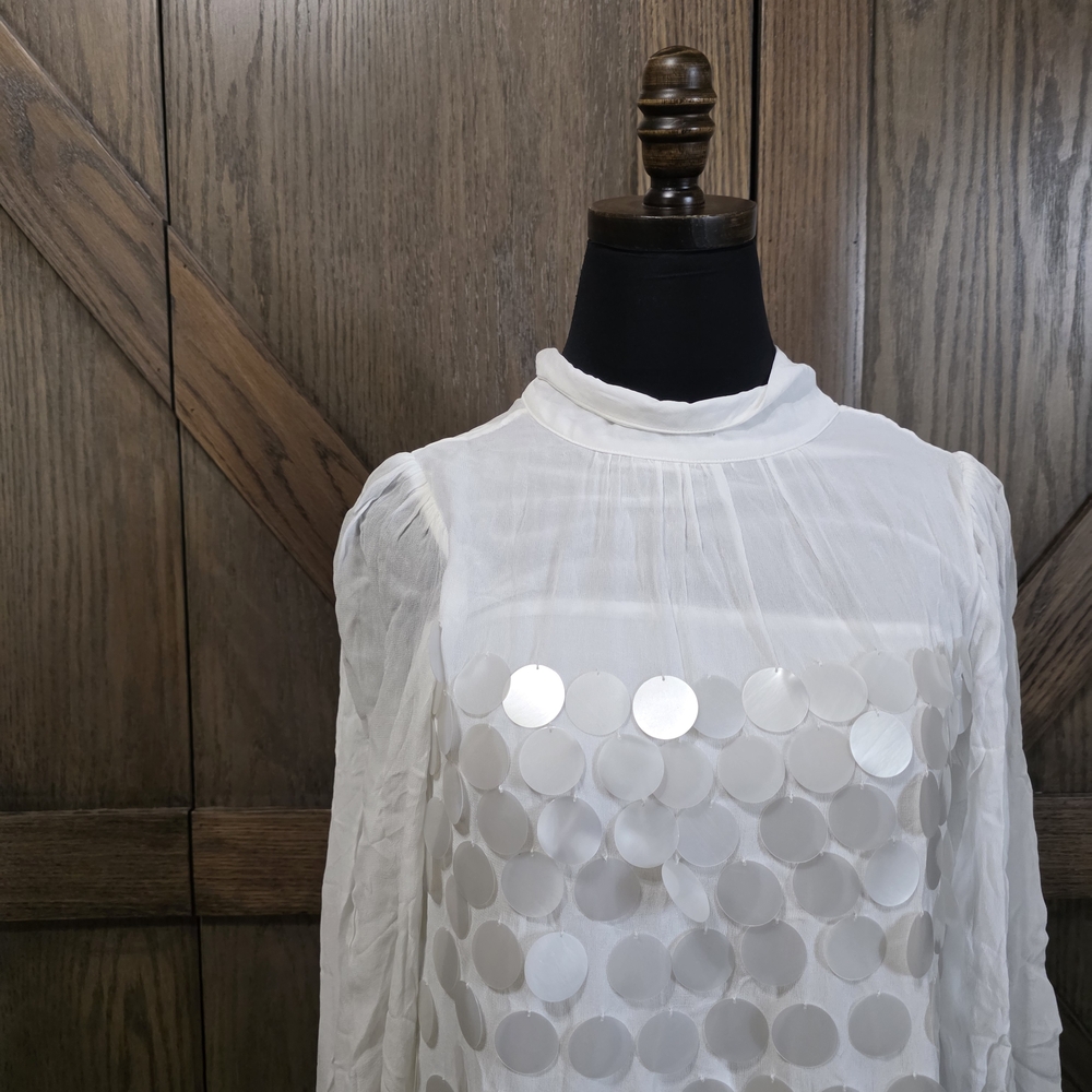 BHLDN White Mini Dress with Silver Accents - Picture 2 of 4